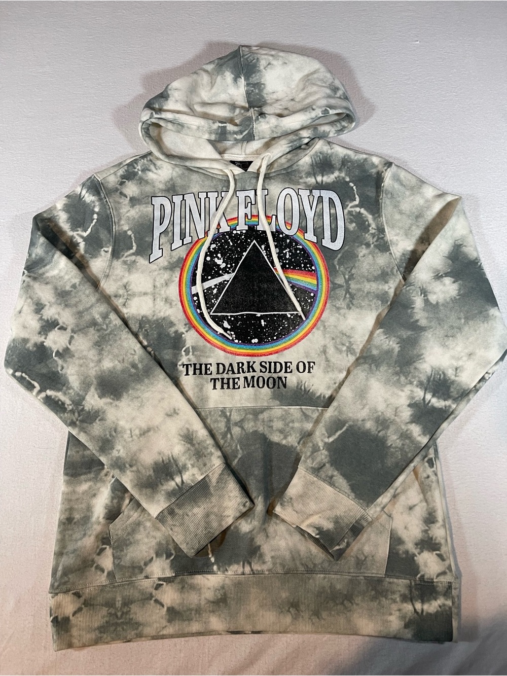 Pink Floyd Hoodie Gray Tie-Dye - Dark Side of the Moon Graphic
